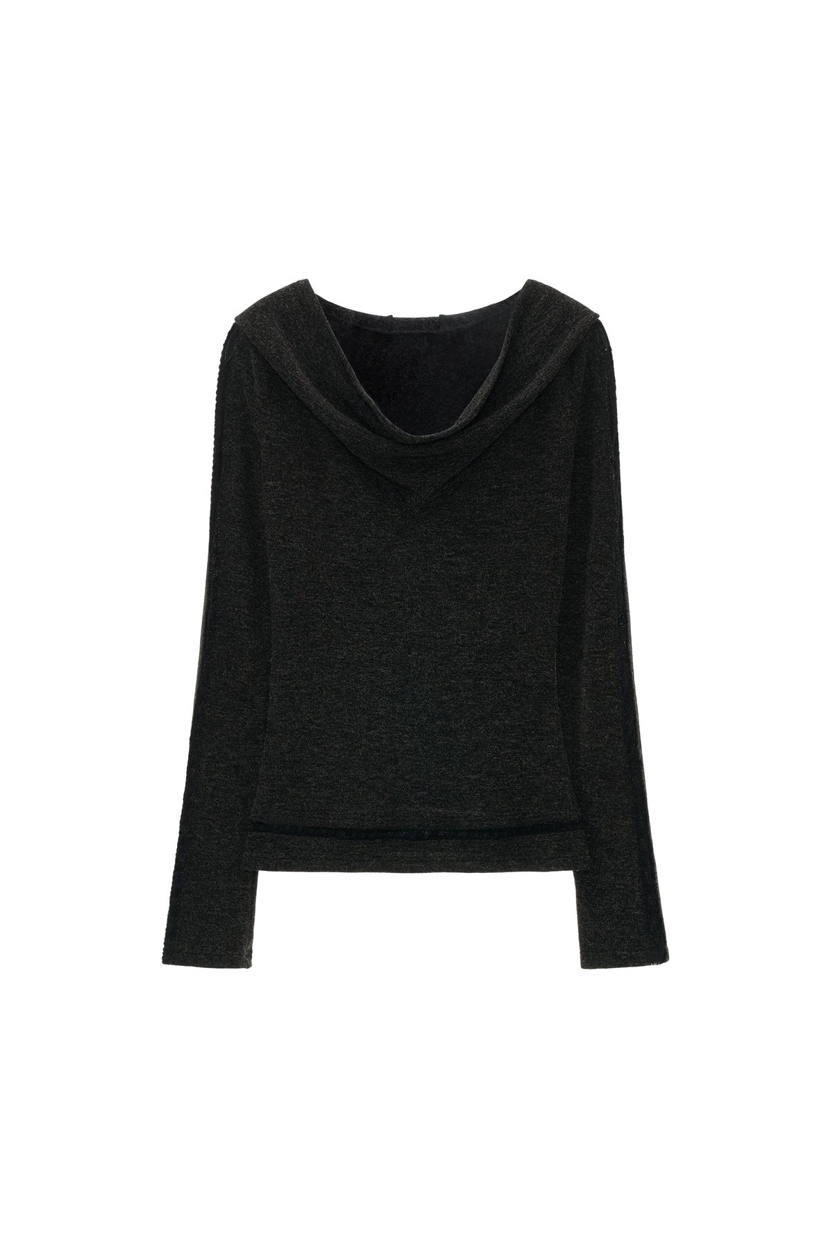 Off-Shoulder Long-Sleeve Cowl T-Shirt