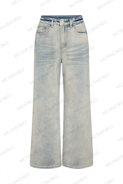 Vintage Washed Wide-Leg Jeans