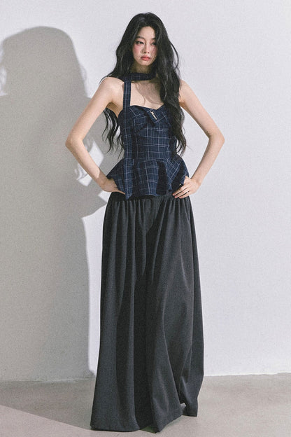 Blues Rhyme Plaid Tube Top