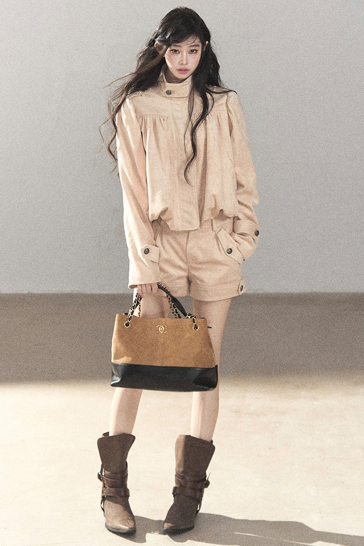 Ensemble veste et short en suédine