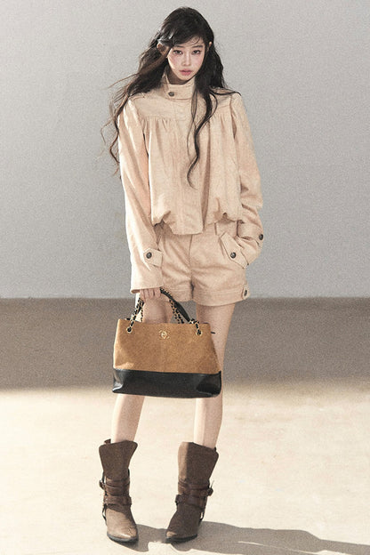 Ensemble veste et short en suédine