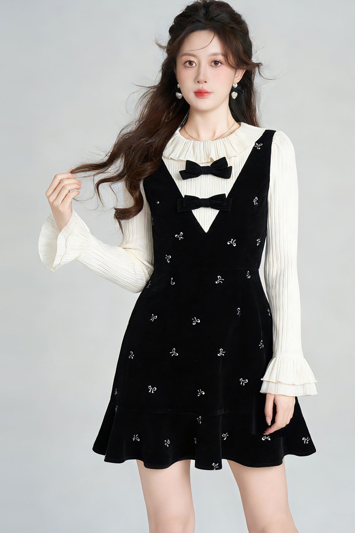 Black Velvet Layered-Look Dress