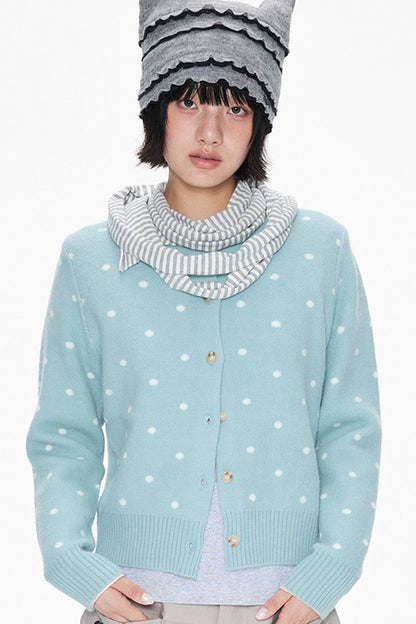 Polka Dot Short Knit Cardigan