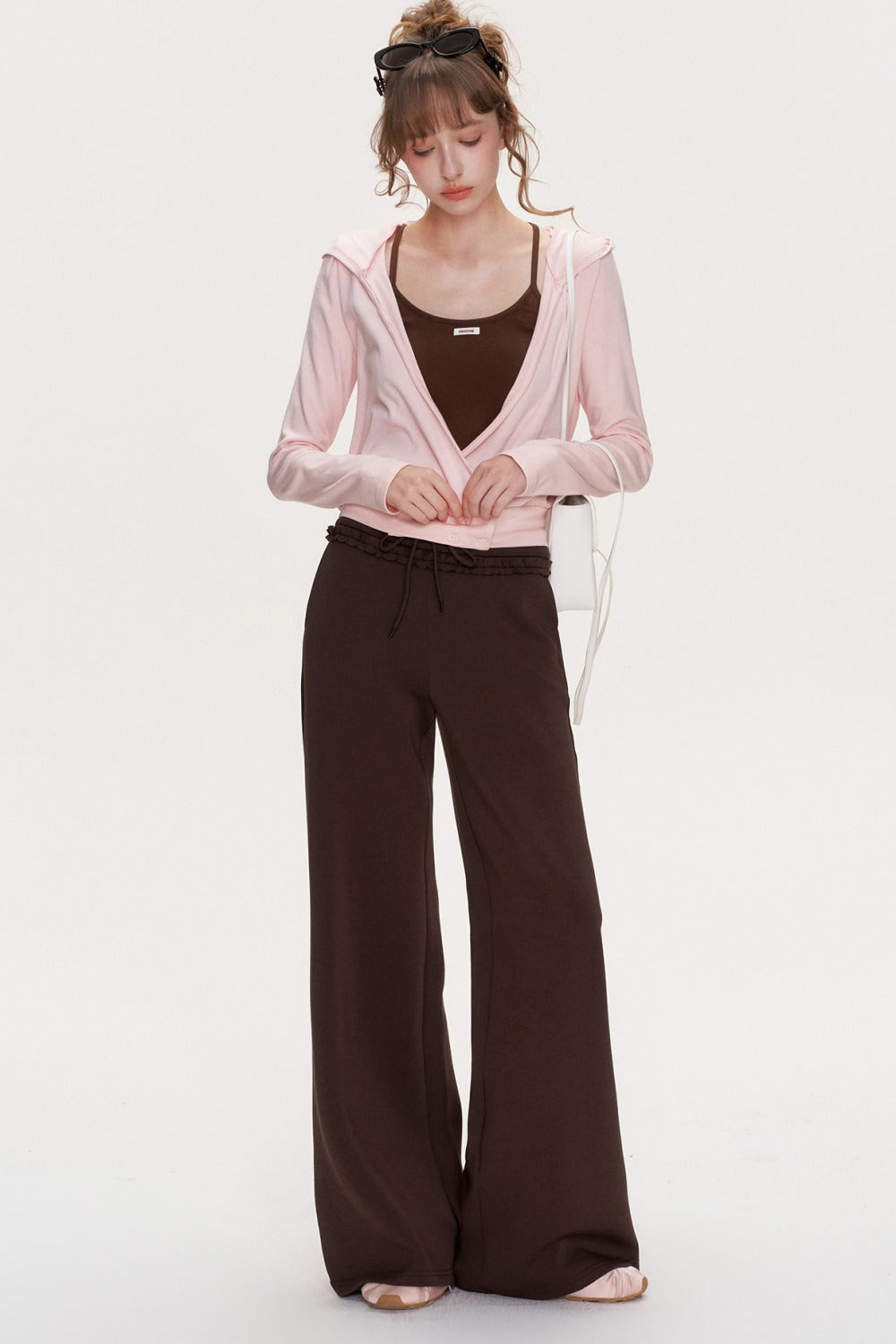 T-shirt a righe a maniche lunghe con scollo a V incrociato