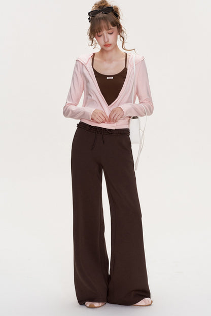 T-shirt a righe a maniche lunghe con scollo a V incrociato