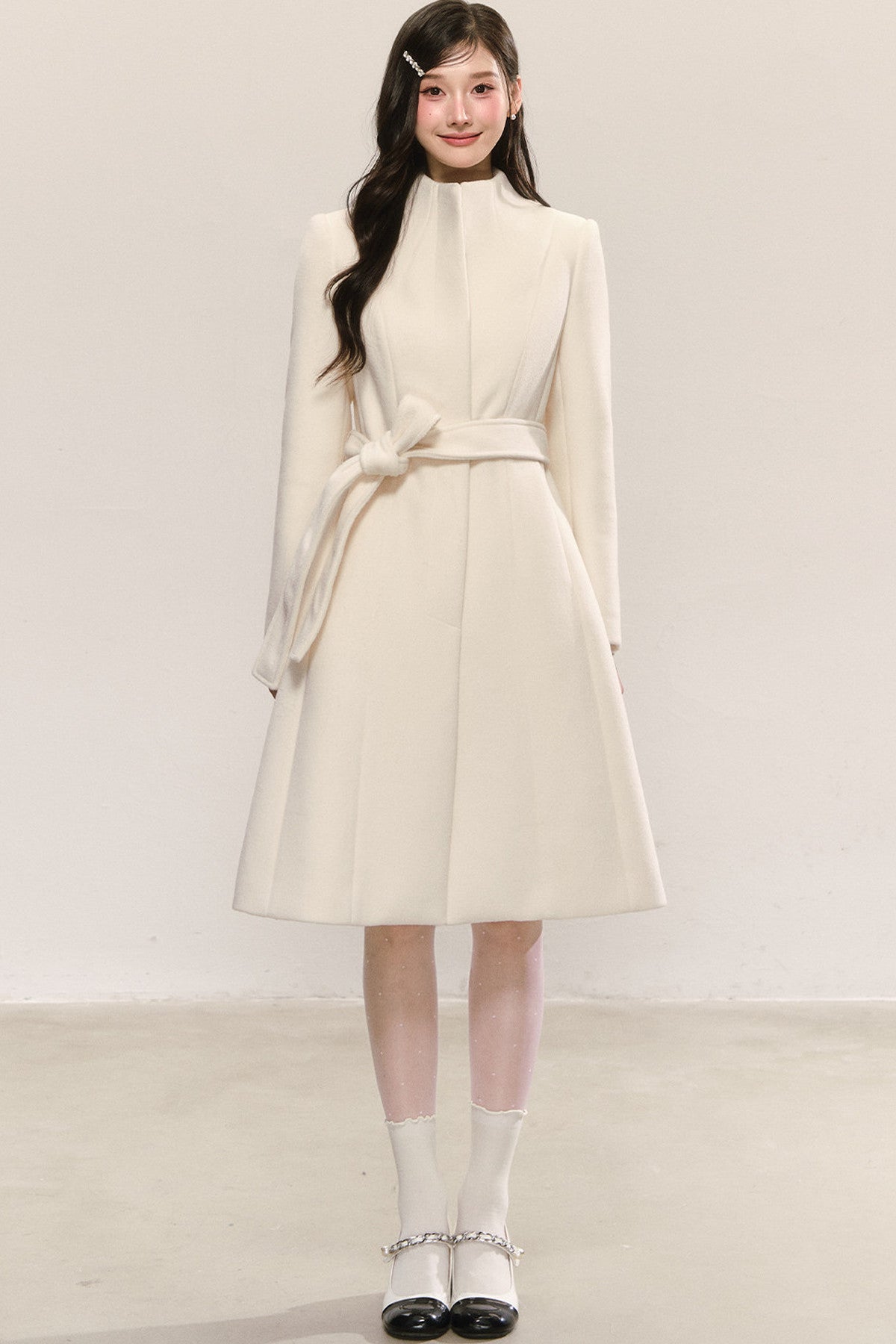 Belted Mid-Length Wool Jacket
