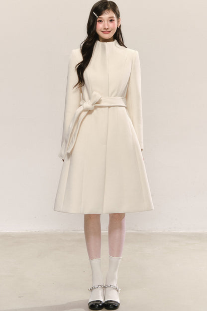 Belted Mid-Length Wool Jacket
