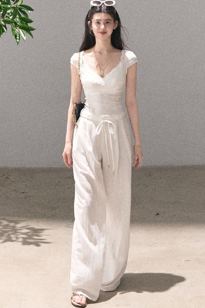 Lyocell Linen Wide-Leg Pants