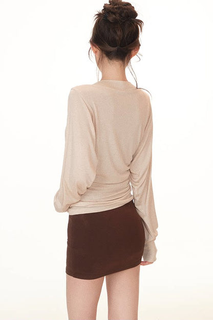 Autumn Long-Sleeve Base Shirt Tube Top and Skirt Set-Up