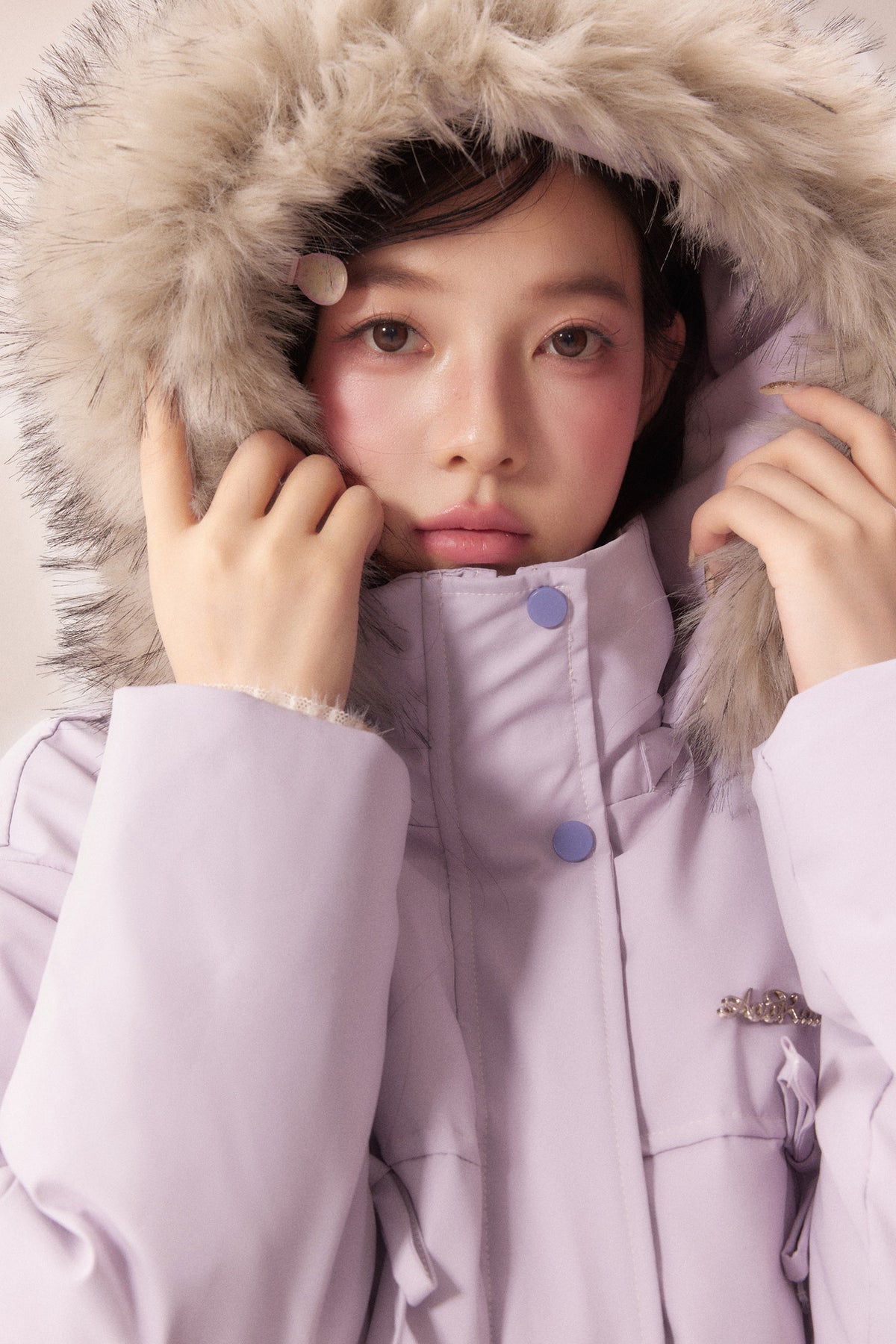 Mid-Length Fur Collar Goose Down Jacket