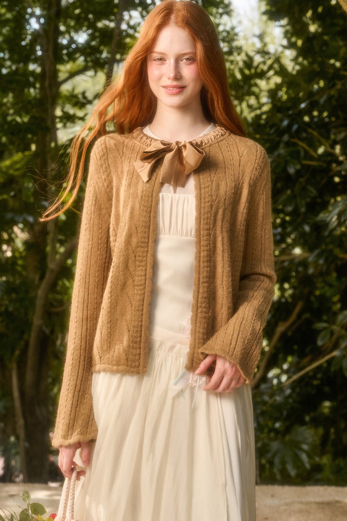 Ribbon Soft Wool Knit Cardigan