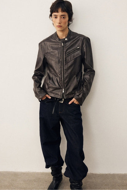 Blackcurrant Slim Leather Jacket