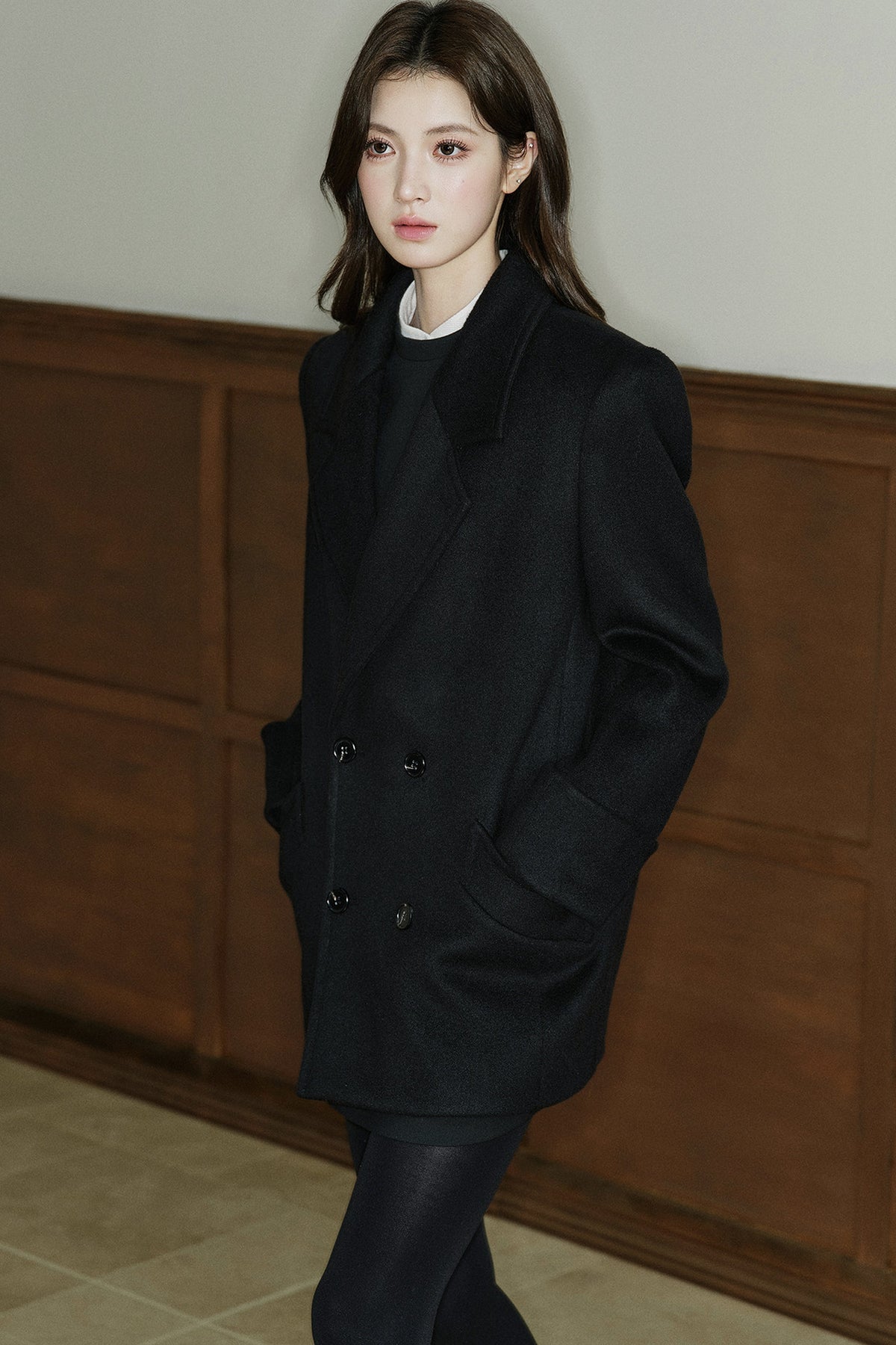 Pure Wool Notched Lapel Coat
