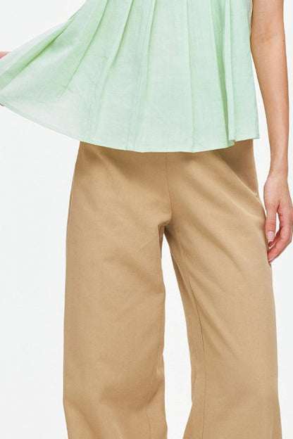 Tencel Linen Cotton Wide-Leg Trousers