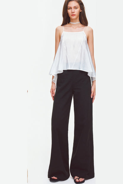 Tencel Linen Cotton Wide-Leg Trousers