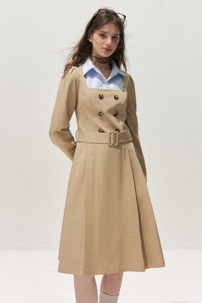 Retro Two-Piece Trench Dress