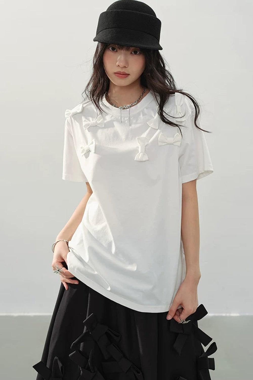 White Bow Top T-Shirt