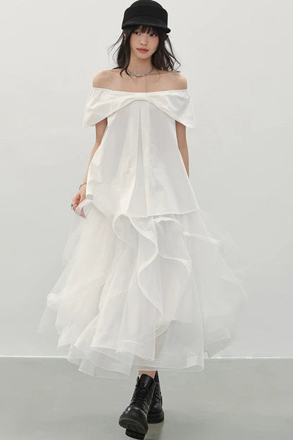 White Sweet Cool Off-Shoulder Blouse