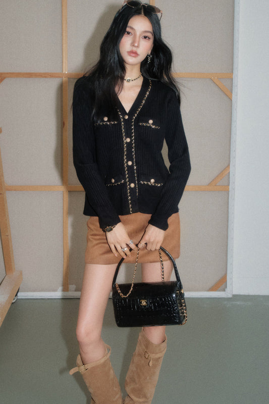 Modal Chain Knit Top and Skirt Set-Up