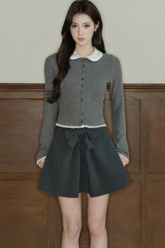 Layered-Look Doll Collar Knit Top