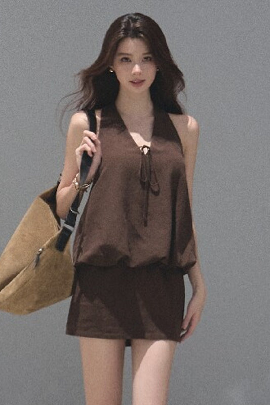 Lyocell Linen Halter Dress