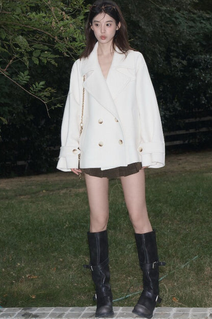 Two-Way Double-Breasted Wool Jacket