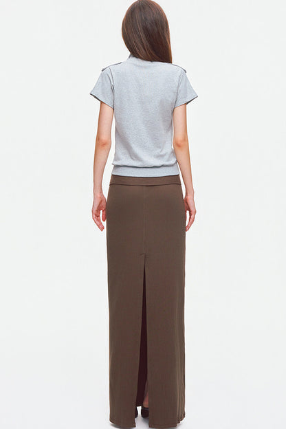 Metal Button Military Epaulet Knit Top