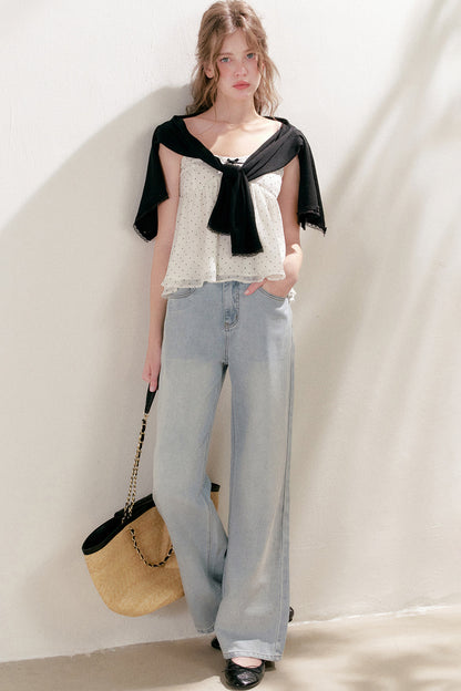 High-Waisted Lyocell Cotton Wide-Leg Jeans