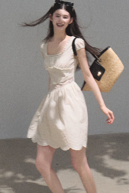 Lyocell Lace Waist-Cinching Dress