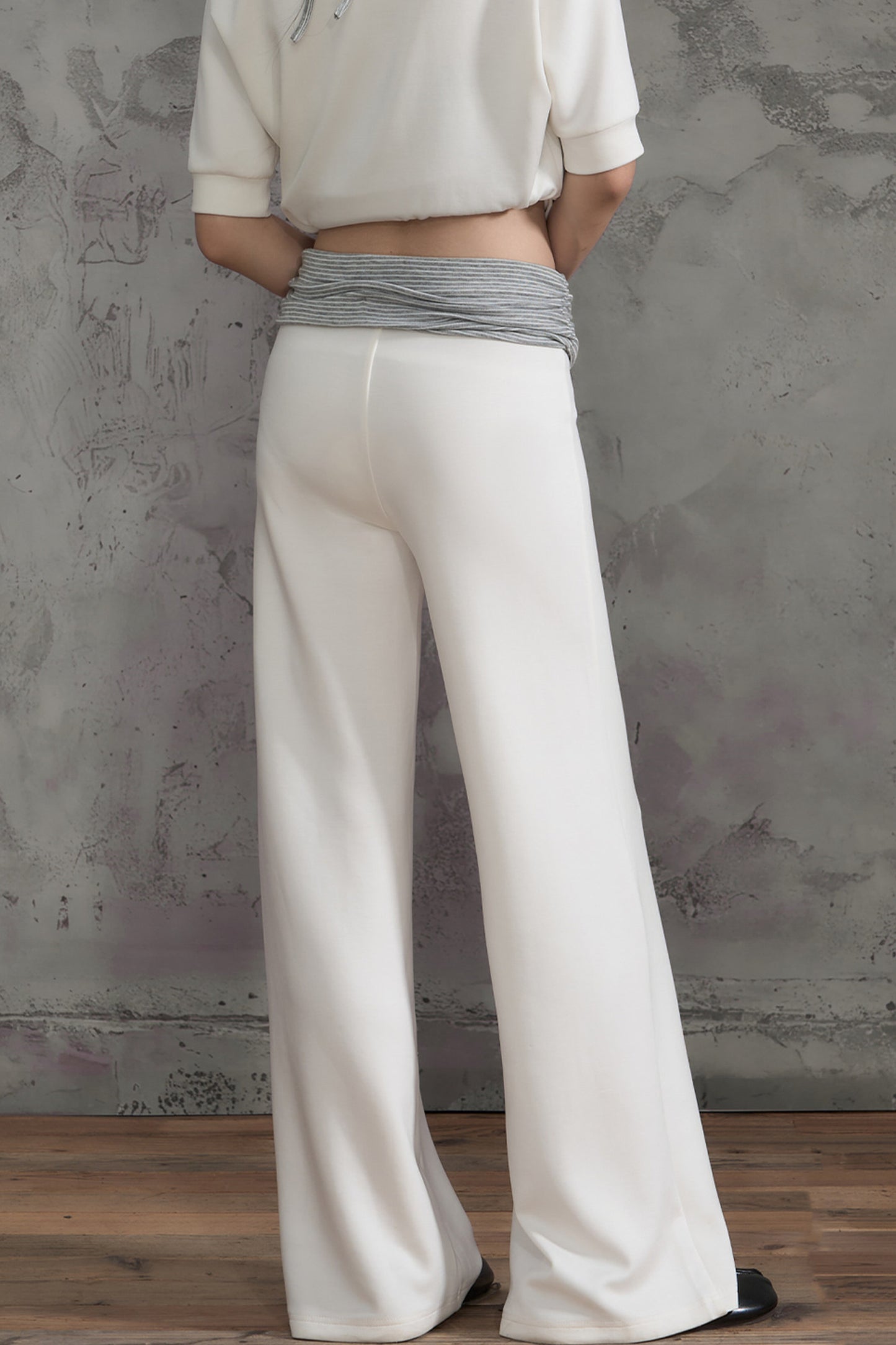 Color-Block Striped Wide-Leg Pants