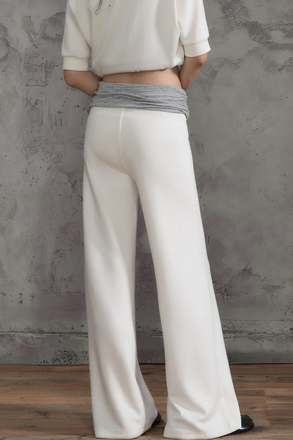 Color-Block Striped Wide-Leg Pants