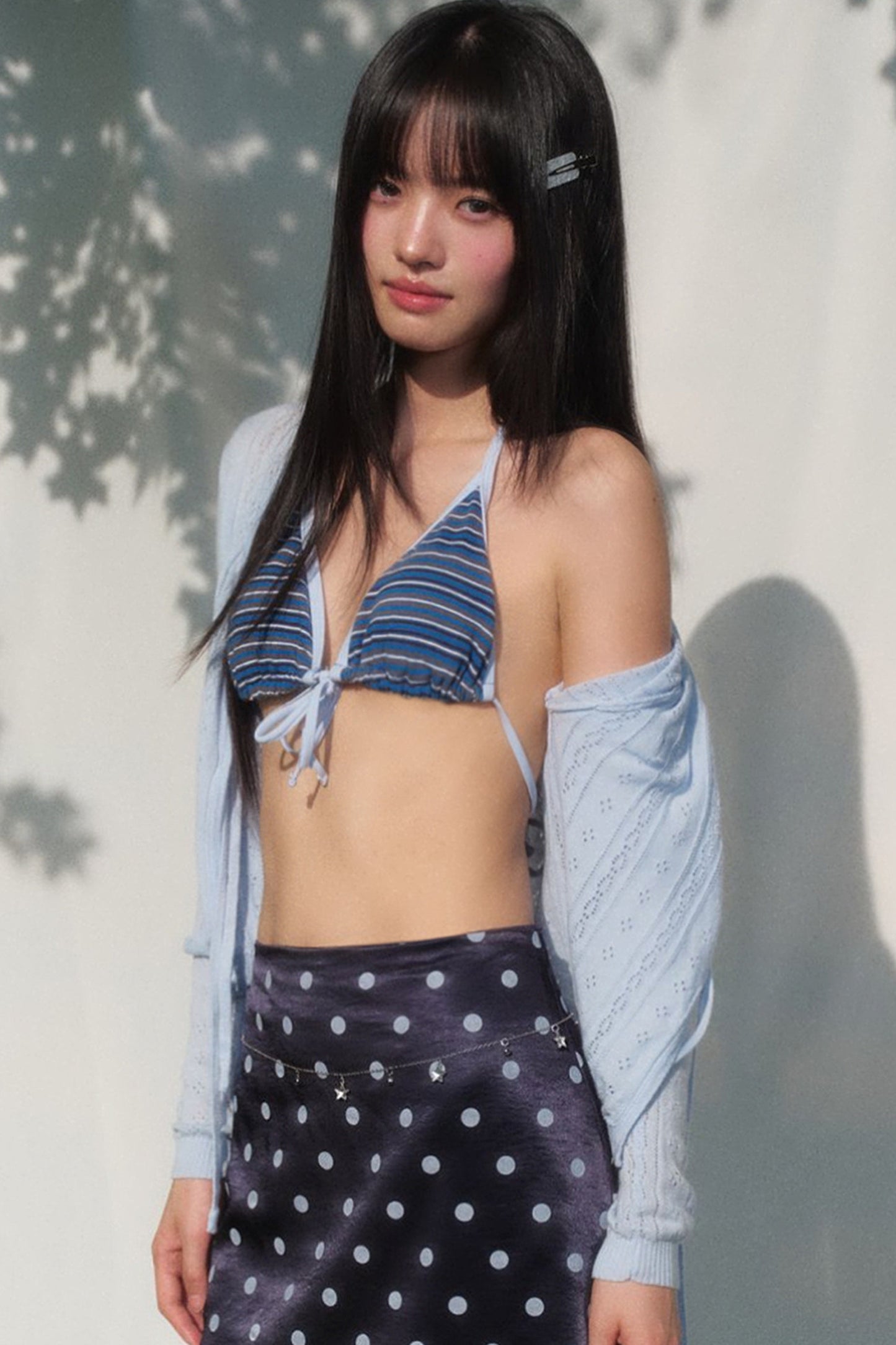 Striped Tie-Side Triangle Bikini Set