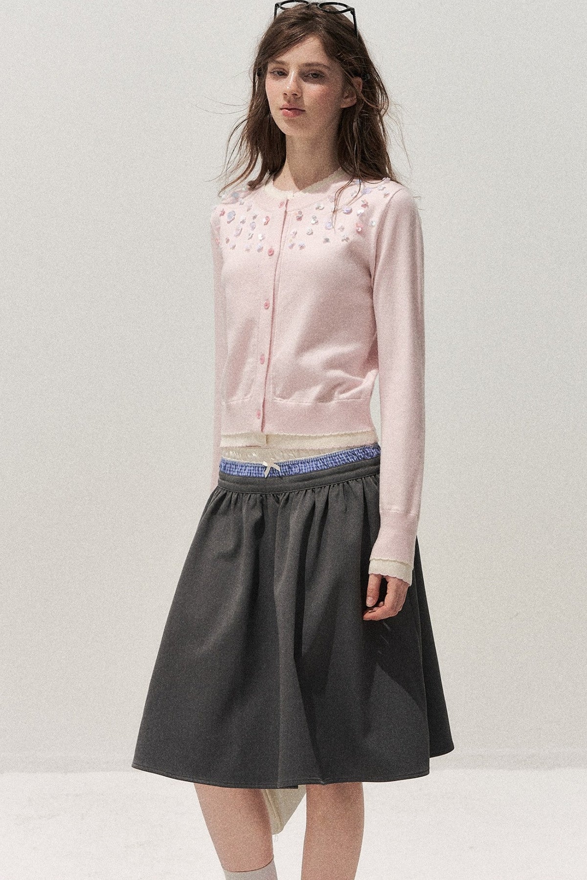 Hand-Beaded Layered-Look Cardigan
