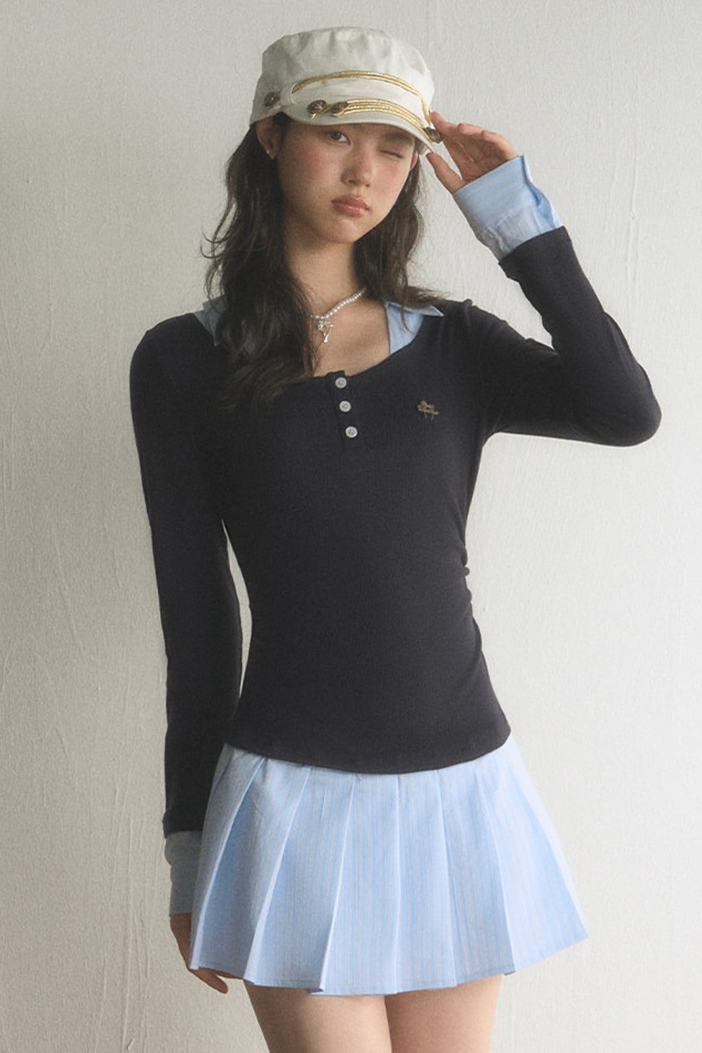 Preppy Henley Pleated Dress