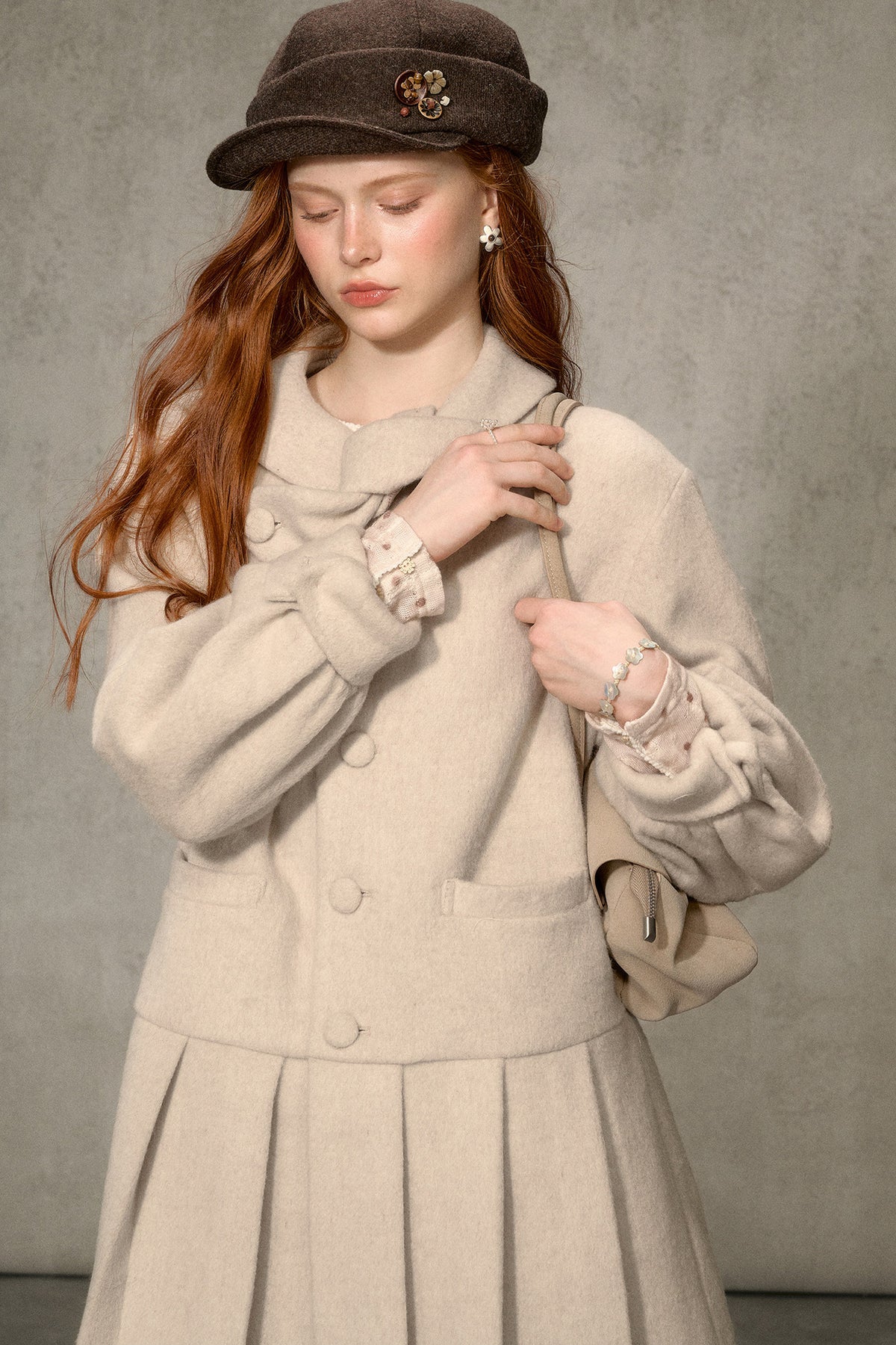 White Tea Letterhead Wool Blend Coat