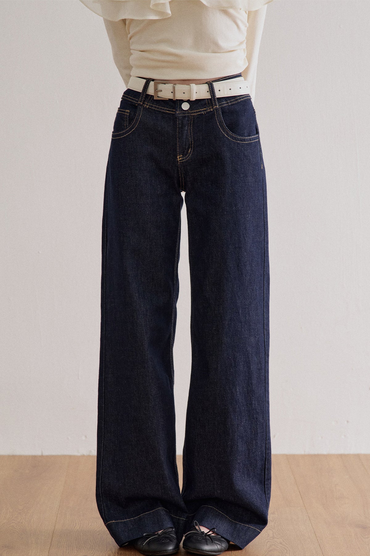 High Waist Double Button Jeans