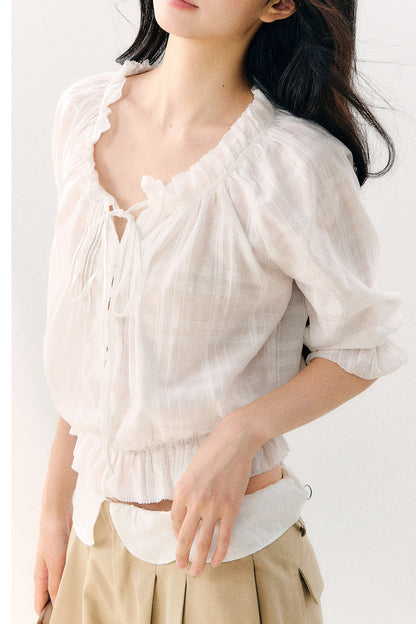 Wave Pleat Chiffon Top