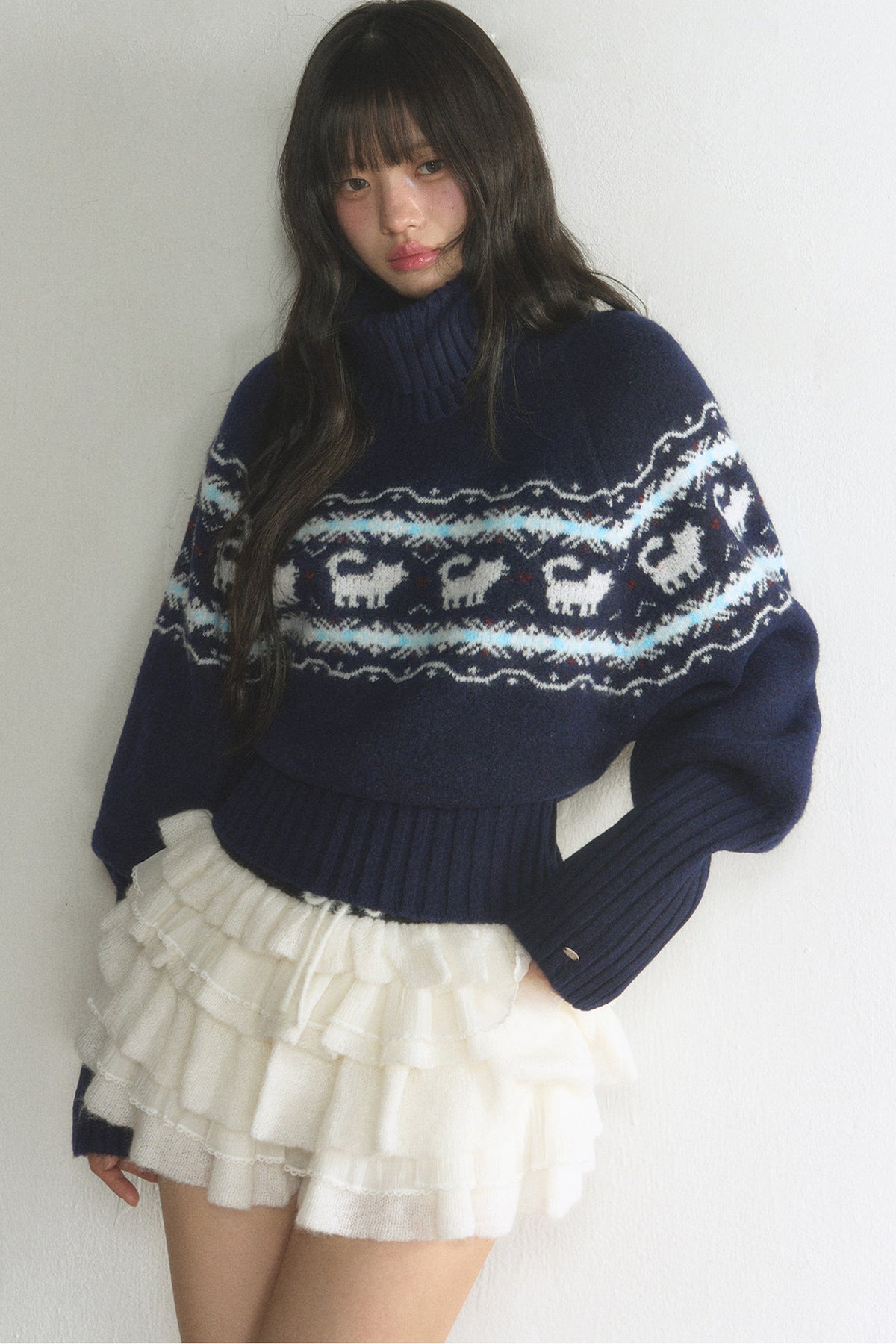 Fair Isle Cat Turtleneck Sweater