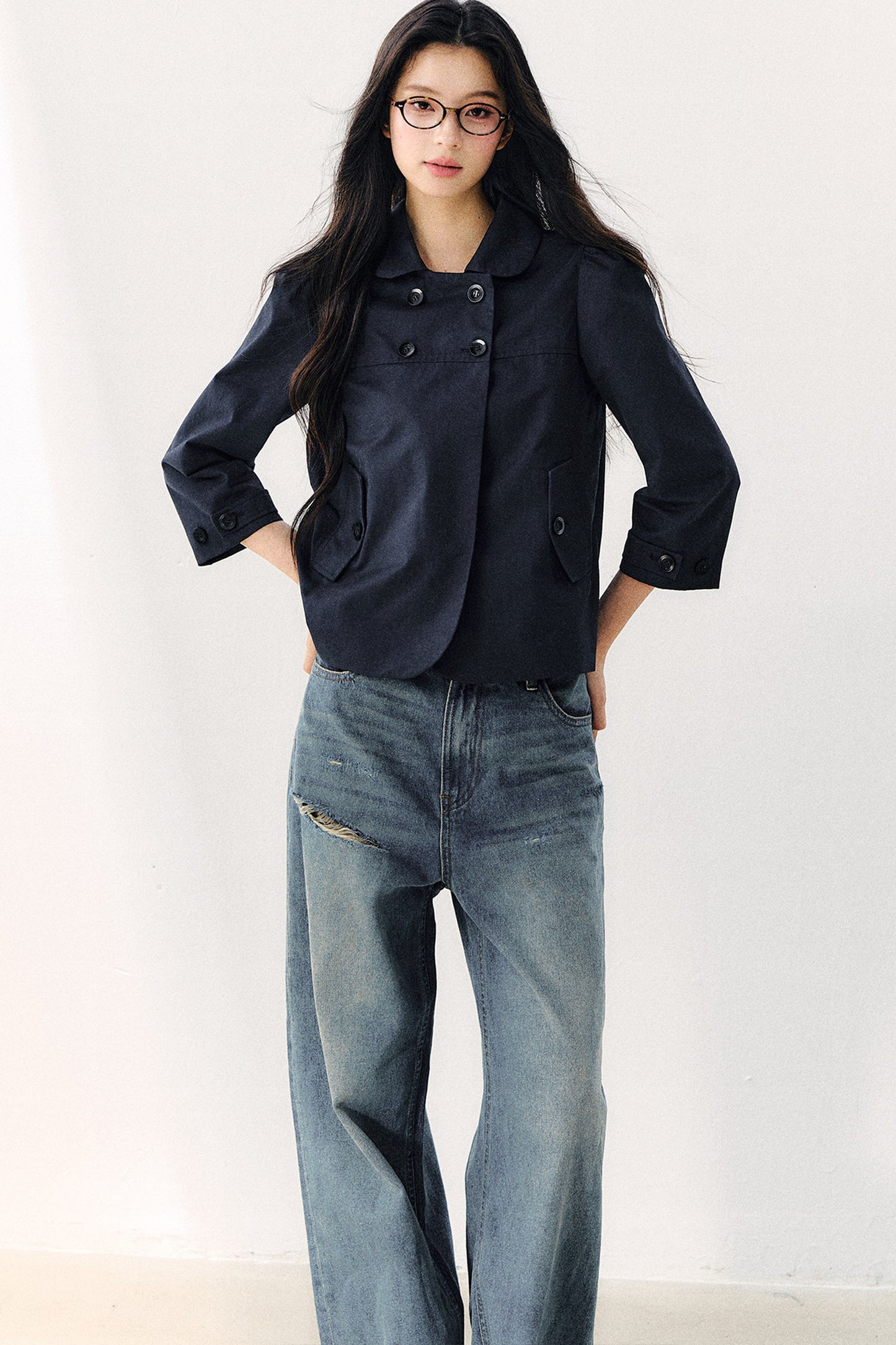 Veste croisée à col Claudine