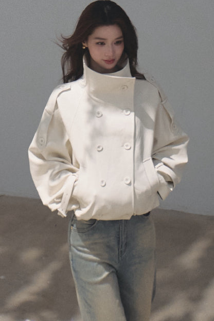 Knight-Style Oil-Waxed Leather Trench Jacket