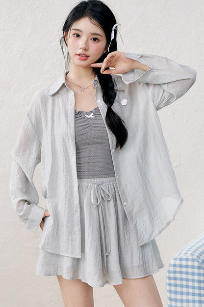 High-Waist-Camisole-Shirt-und-Rock-Set