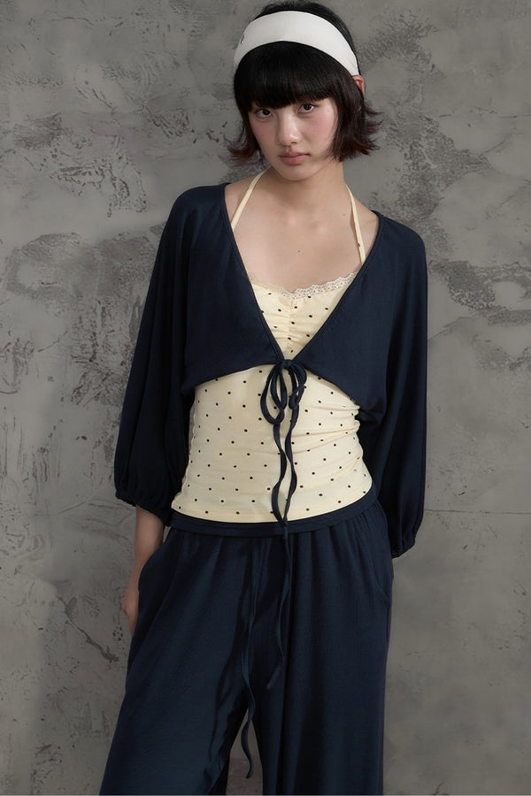 Polka Dot Camisole and Short Cardigan Set-Up