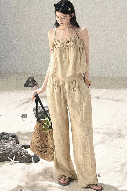 Korean Casual Camisole & Pants Set-Up