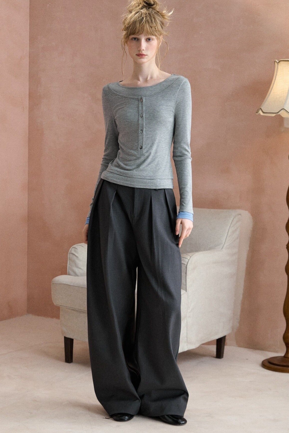 Layered-Look Long-Sleeved T-Shirt