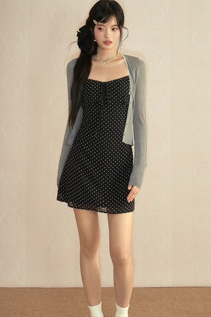 Floral Lace Camisole Dress & Cardigan Set-Up