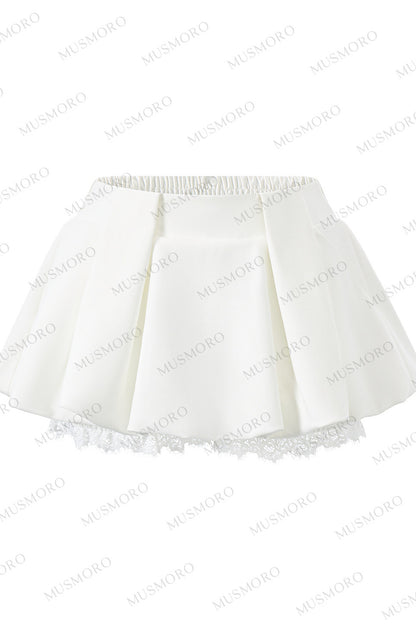 Lace Spliced A-Line Skirt