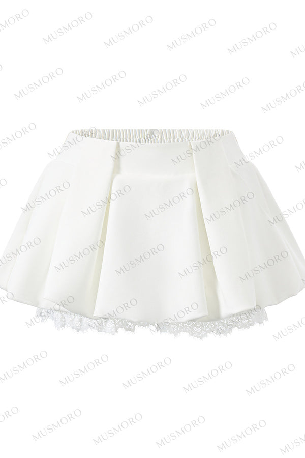 Lace Spliced A-Line Skirt