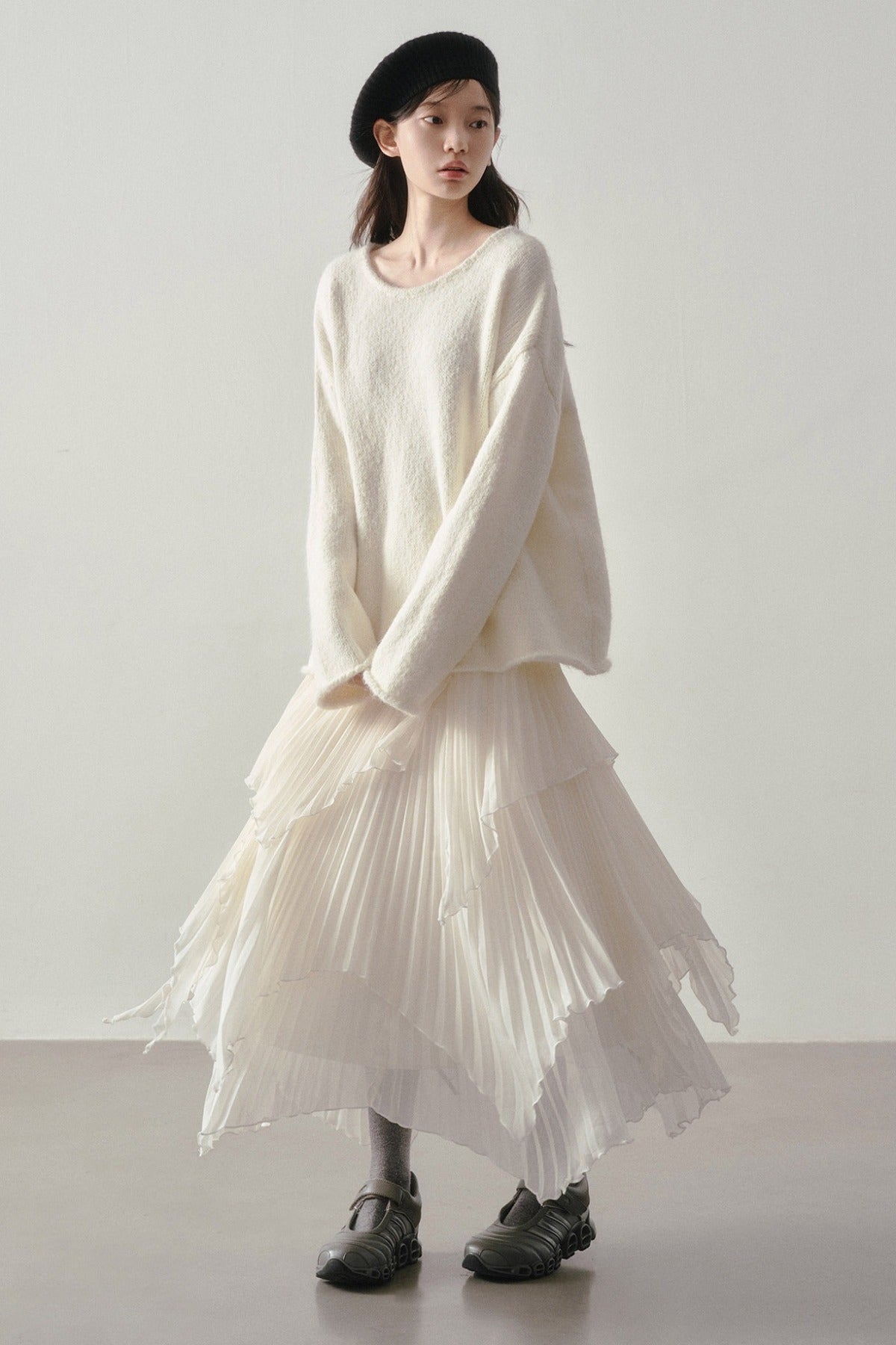 3D Textured Pleated Skirt