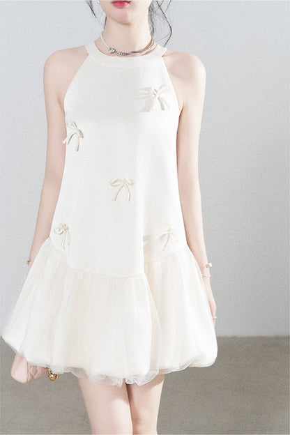 Apricot Halter Mesh Dress
