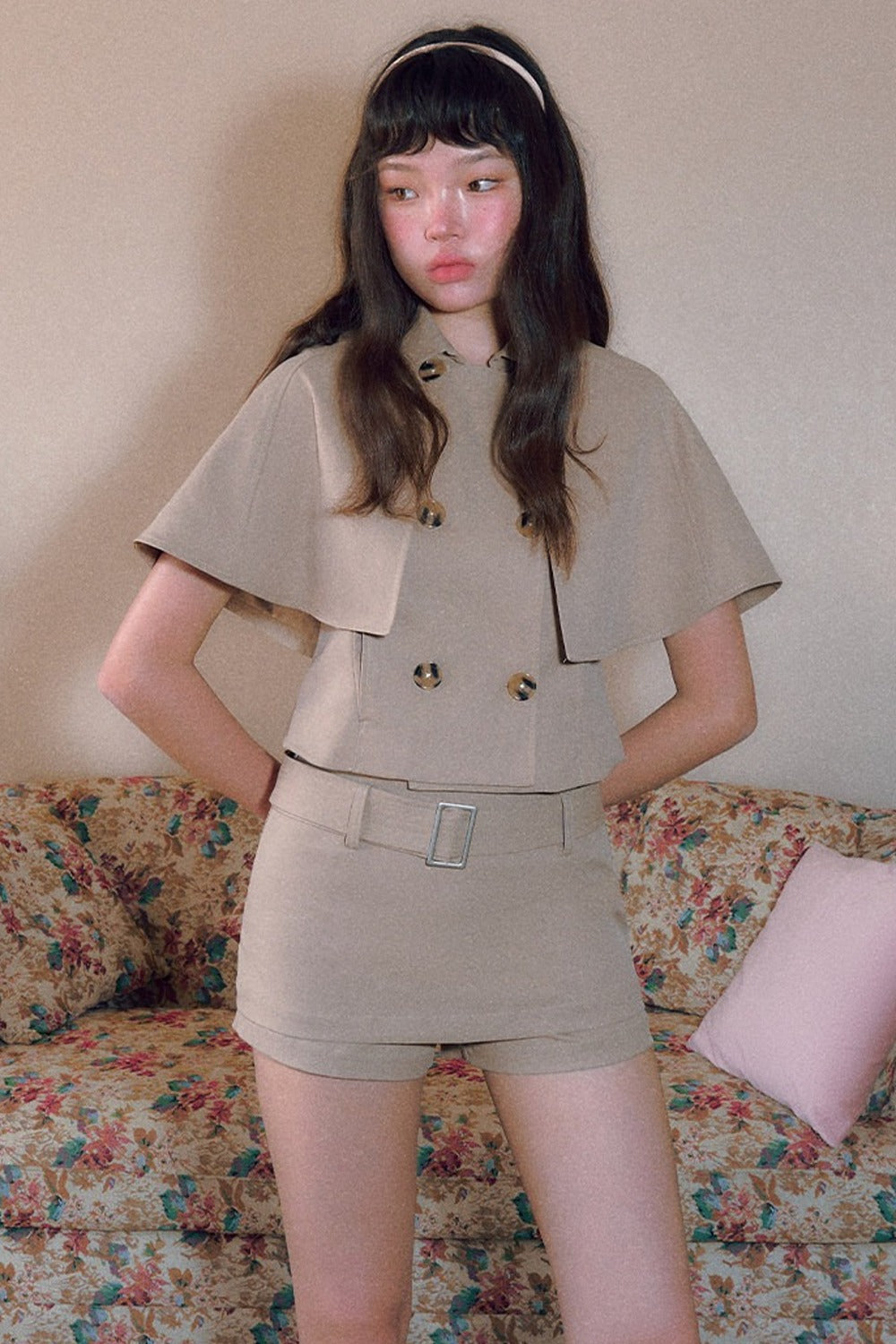 High-Waisted A-Line Belt Skirt